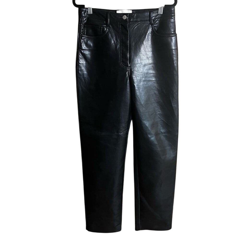 Aritzia Wilfred The Melina Pant Black Vegan Leather Pants Size 8 - Picture 2 of 12